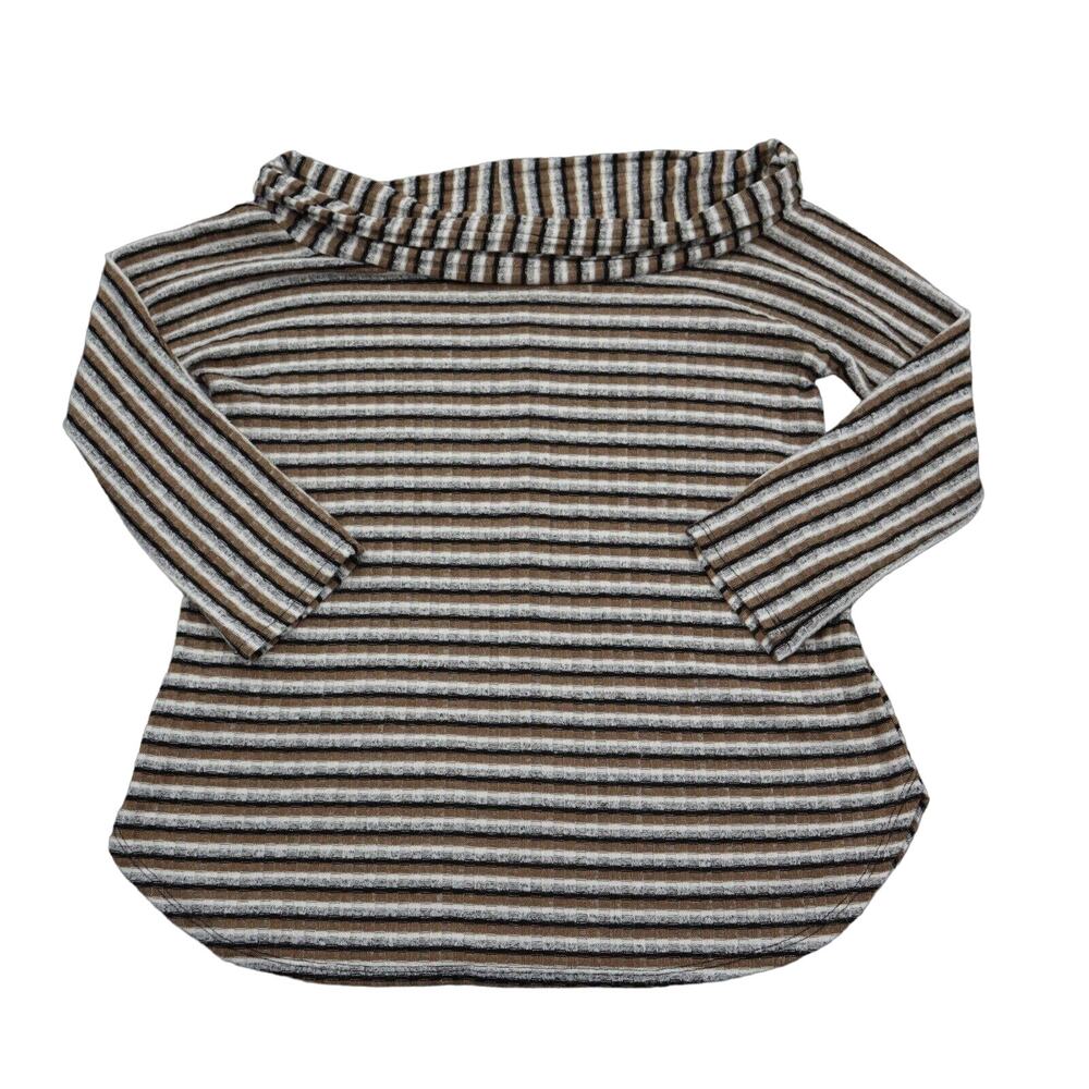 2 Hearts Sweater Womens S Multicolor Knit Striped Cowl Neck Long Sleeve